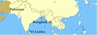 bangladesh, pakistan & sri lanka map